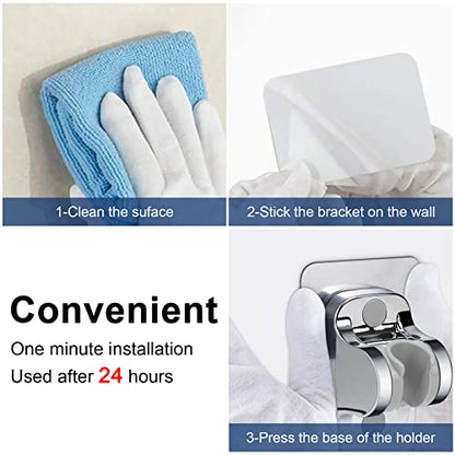 NearMoon Self Adhesive Shower Head Holder-Adjustable Handheld Shower Holder NO Drilling Wall Mount Waterproof (1 Pack, Chrome Finish) - style: Chrome Finish