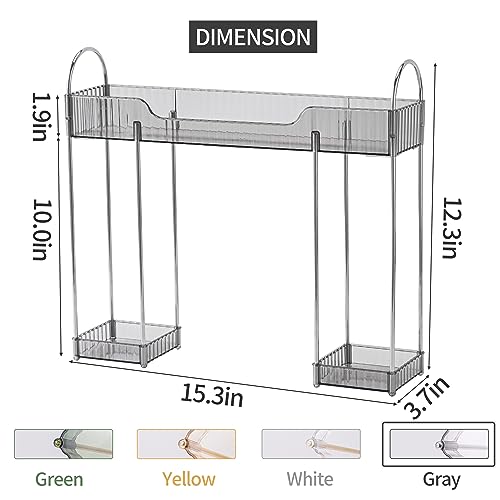 YCIA&DONE Bathroom Countertop Organizer Over The Faucet, Narrow Counter Organizers Above Sink, Table Mounted Faucet Over Sink Shelf for Kitchen, Toilet, Laundry(Smoky Gray) - color: Smoky Gray