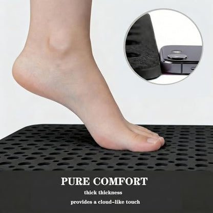 Nonslip Bathtub Mat Extra Soft TPE Bath Mat for Kids, Machine Washable Bathroom Shower Mat(Black, 30L x 17W Inch) - color: Black, size: 30" x 17" (Rectangular)