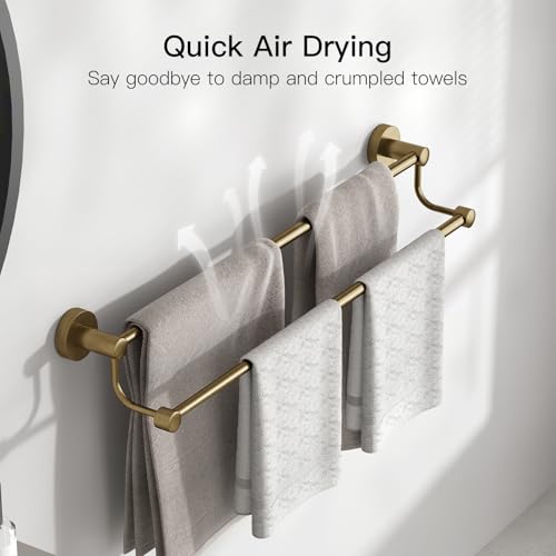 Double Towel Bar Bathroom Towel Rack Towel Rod Holder Antique Brass | Adjustable 16-26 In,Wall Mounted Towel Holder, Stainless Steel, Rustproof, Towel Bar Rod Hanger Hardware Accessories Hotel - color: Antique Brass