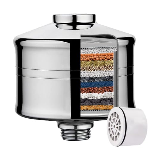 Amorix Shower Filter, 15 Stage Shower Head Filter for Hard Water | High Output, Reduce Chlorine, Dry Skin - Shower Water Softener, Water Softener, Improves Skin Condition - color: Short-Chrome, style: Shower Filter
