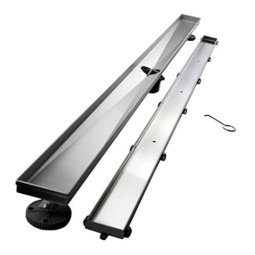 Neodrain 60-Inch Linear Shower Drain-Brushed,with Tile Insert Grate | 304 Stainless Steel, Fast Drainage, Rectangle Shower Floor Drain with Leveling Feet & Hair Strainer, Fits Bathroom, Balcony - color: Brushed, size: 60 IN