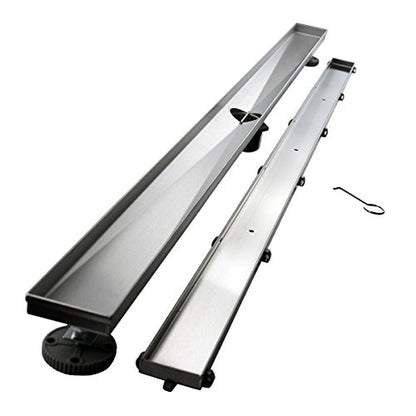 Neodrain 60-Inch Linear Shower Drain-Brushed,with Tile Insert Grate | 304 Stainless Steel, Fast Drainage, Rectangle Shower Floor Drain with Leveling Feet & Hair Strainer, Fits Bathroom, Balcony - color: Brushed, size: 60 IN