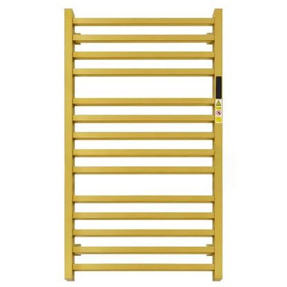 WMHYLYH 14 Bar Luxury Gold Towel Warmer Rack for Bathroom, Wall Mounted Electric Heated Towel Rack with Timer & Fahrenheit Temperature Control, Stainless Steel Towel Heater for Bathroom(Brushed Gold)