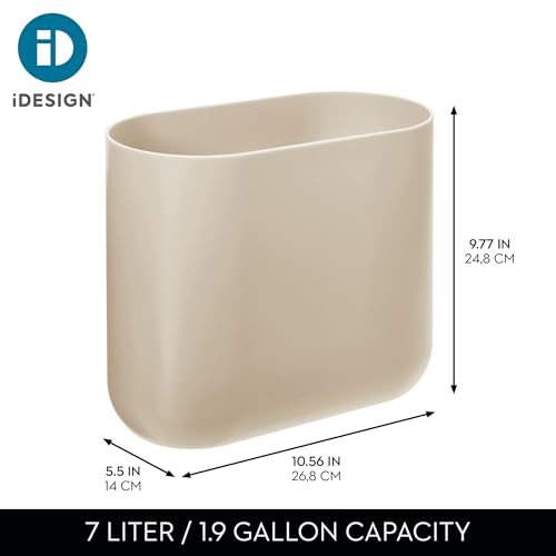 iDesign Small Slim Plastic Bathroom Trash Can, Brown | Garbage Can for Bedroom, Office, Desk, Dorm - color: Taupe, style: Pack of 1