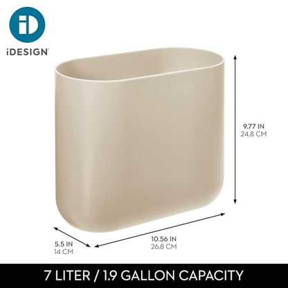 iDesign Small Slim Plastic Bathroom Trash Can, Brown | Garbage Can for Bedroom, Office, Desk, Dorm - color: Taupe, style: Pack of 1