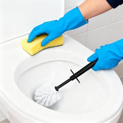Topsky Toilet Brush,2 Pack Compact Toilet Brush & Holder Set,Plastic Round Barrel Loo Brush with 2 Replacement Toilet Brush Head,Durable for Bathroom Toilet,Black - color: Black