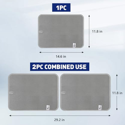 14.6*11.8 inch Microfiber Dish Drying Mat,2 Compact Ultra Absorbent Dish Mat Drying Kitchen Mat,Small Dish Drying Mats for Kitchen Counter,Draining Racks,Sinks (Gray) - size: Small