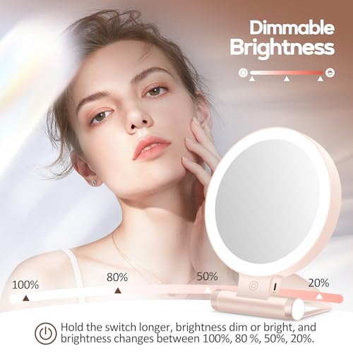 Magnifying Mirror with Light 30X, Double-Sided 1X/30X Magnifying Makeup Mirror with Tweezer, 2000mAh 3 Colour Modes with Adjustable Brightness,Foldable Compact Travel Mirror(Pink) - color: Pink