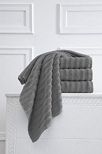 CTT Premium 4 Pack Bath Towels Set, Made with 100% Turkish Cotton, Spa & Hotel, Quick Drying Towels, Absorbent & Comfy | 27"x54" (Grey) - color: Grey, size: 4-Piece Bath Towel Set