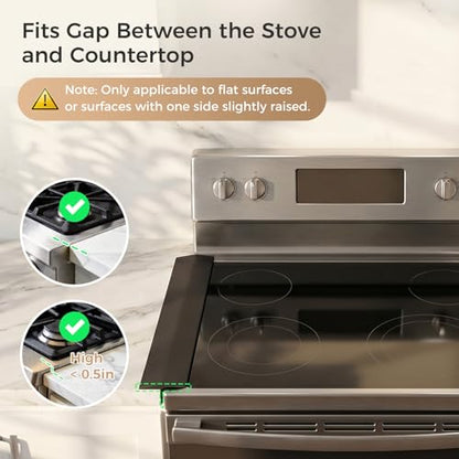 Silicone Stove Gap Covers with Stainless Steel, Oven Gap Filler Seals Gaps Between Stovetop and Counter, Stove Gap Guards Range Trim Kit, Easy to Clean Stove Gap Guard (Black 2 Pack,21") - color: Black, size: 21 inches