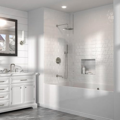 Lava Odoro Modern Rain Bathtub and Shower Faucet Set, SF104-BN-T | 3-Setting Round Bathtub Shower Faucet, Shower System with Tub Spout, Bath Shower Valve Trim Kit, 10 Inch, Brushed Nickel - color: Brushed Nickel, style: With Tub Spout