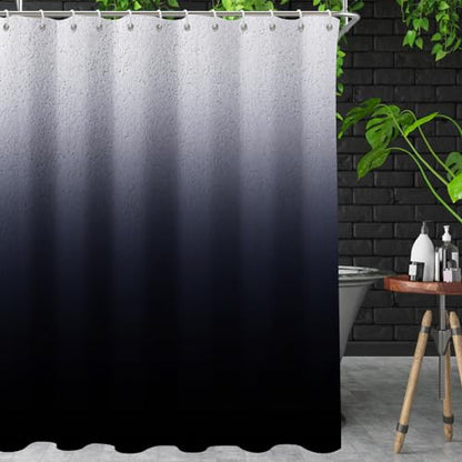 Black Ombre Diatomaceous Earth Shower Curtain Set, 72x72 Inch, Rustic Farmhouse Style for Bathroom - color: Diatomaceous Black, size: 72"W x 72"L (Pack of 1)