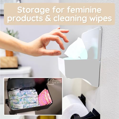 Bathroom Wipes Holder Dispenser with Shelf – Restroom Organizer & Wipe Holder for Bathroom – Tool Free Wall Mounted Baby Wipe Holder White, 1 Pack - color: White 1 Pack