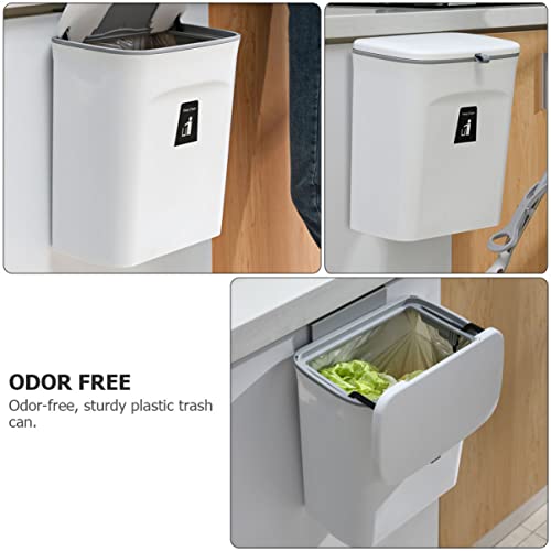 PRETYZOOM 1Pc Wall Mounted Trash Can with Lid Garbage Bin Space Saving Design for Kitchen Bathroom and Home and Stylish Waste Container