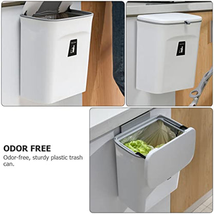 PRETYZOOM 1Pc Wall Mounted Trash Can with Lid Garbage Bin Space Saving Design for Kitchen Bathroom and Home and Stylish Waste Container
