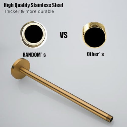 RANDOM Champagne Bronze Shower Arm with Flange 16 Inches Ceiling Mount Shower Head Extension Straight Arm Ceiling-Mounted For Fixed Shower Head. RD-91038-16CB - color: 16″ Champagne Bronze(Round Flange)