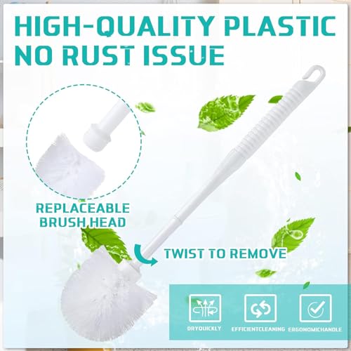 Roshtia 24 Sets Toilet Brush and Holder Set for Bathroom Toilet Bowl Brush Scrubber with Caddy for Deep Cleaning, 14.57 Height (White) - color: White