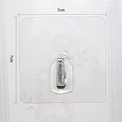 Hawsam 8PCS Clear Adhesive Sticky Wall Hooks,No Drilling Strong Waterproof Sticker Hanger for Kitchen, Shower and Bathroom 20kg/44lb. (Max Loading) | No Drilling Strong Adhesive Waterproof Design Clear Hooks Set for Kitchen,Shower and Bathroom 20kg/44lb