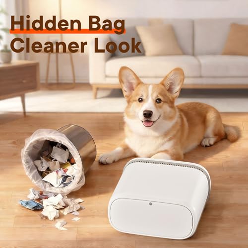 Air-Pressure Liner Fit Trash Can with Lid, Press-Top Slim Garbage Bin, Hidden Bag Design, Pet-Resistant Small Narrow Wastebasket for Kitchen, Bedroom, Bathroom, Office & Dorm - size: Medium | 2.3 Gal | 75 Trash Bags