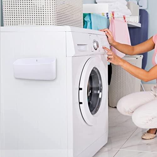 Picowe Magnetic Laundry Storage, 2 Pack Lint Holder Bin for Laundry Room, Space-Saving Trash Container Hanging on Dryer, Washer or Wall Mount Trash Bin (Gray White) - size: L+ M - White