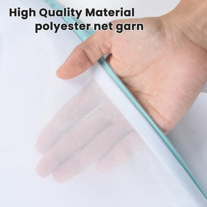 OTraki 12x16 Inch Mesh Laundry Bag 2 Pack Small Lingerie Bags with Handle and Zipper Fine Mesh Bags Delicate Washable Laundry for Home Colleage Travel Don't Drying, Melting 140-176℉, White | Fine Mesh Bags with Zipper Delicate Washable Laundry for Home Co