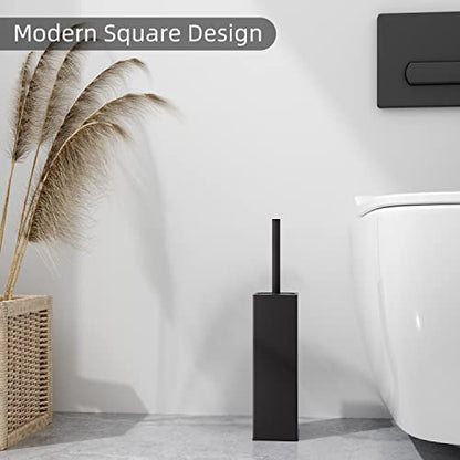 Stainless Steel Toilet Bowl Brush and Holder for Bathroom Storage Organization - color: Matte Black