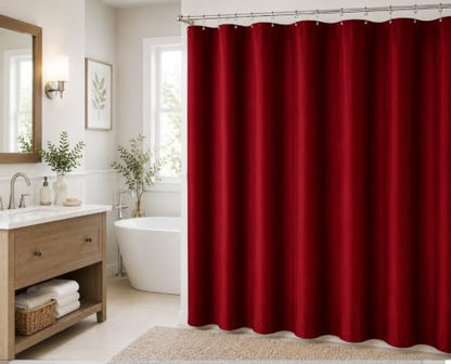 BH Home Shower Curtain Polyester Fabric Water Resistant Shower Curtain or Liner. Hotel Collection Quality. (Burgundy) - color: Burgundy