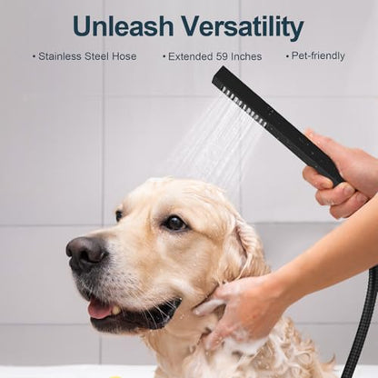 3-Function Thermostatic Shower System with Dual Rainfall Heads, Handheld Sprayer Matte Black - color: Matte Black