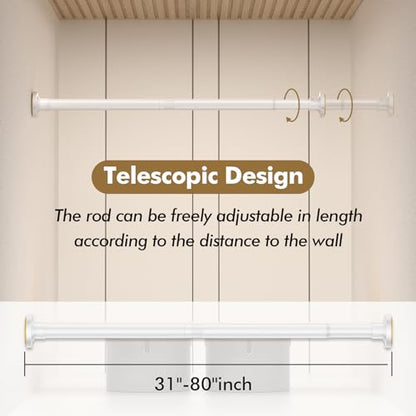 GXOACKJ White Shower Curtain Rods - 31-80 Inch Spring Tension Shower Rods for Bathroom, Adjustable, No Drilling, No Rust, Stainless Steel - color: White, size: 31-80