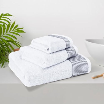 Ultra Soft 3 Pack Cotton Towel Set, Contains a Bath Towel 28x55 inch, a Hand Towel 16x24 inch & a Wash Coth 12x12 inch, Ideal Everyday use, Compact & Lightweight - White - color: White, size: 3 Pack Set