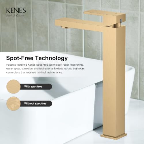 Champagne Bronze Vessel Sink Faucet 1 Handle, Tall Bathroom Faucet | Vessel Bowl Faucet with Pop Up Drain & Supply Lines, Lead-Free cUPC & NSF Certified, 1 Hole Faucet for Vanity RV Restroom - color: Champagne Bronze, size: Tall