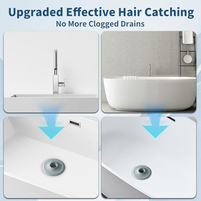 3Pcs Silicone Hair Catcher Shower Drain for Bathtub & Sink Trap/Strainer | 3 Pack Anti-Clog Collapsible Tub Protector Cover, Pet Hair Stopper fit 1 1/2" to 1 5/8'' Bathroom, Shower Stall & Sink Drains - color: Stone Blue