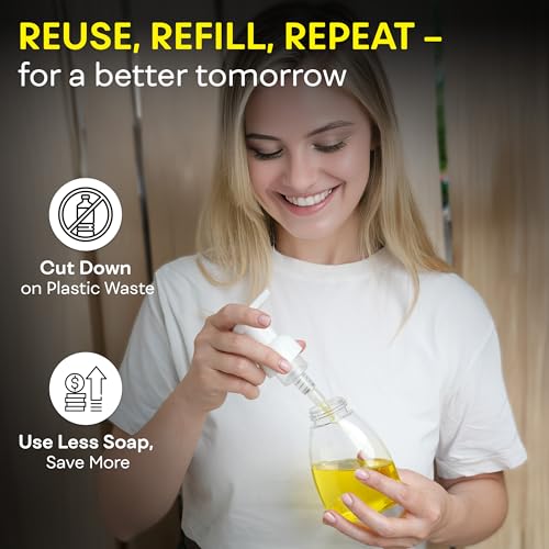 Foaming Soap Dispenser Pump Bottles, BPA Free Empty Refillable Plastic Container for Liquid Soap - Kitchen, Bathroom, Commercial - 8oz (250ml) Pack of 3, Clear