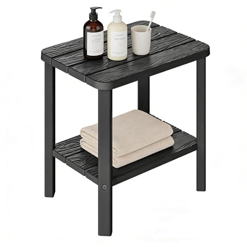 Waterproof Shower Bench for Inside Shower, HDPE Shower Stool with Storage Shelf, SPA Bathroom Seat Chair for Indoor or Outdoor, Lightweight and Stable - size: 1 Pack