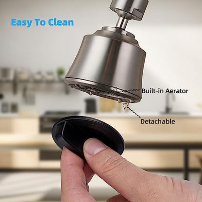 Faucet Aerator 4 Modes, 360° Swivel Faucet Sprayer Head, Brushed Nickel | 55/64" Sink Faucet Head for Bathroom & Kitchen faucets, 2 Large-Angle Rotating Metal Joints, Extra 15/16" Male Adapter - color: Brushed Nickel, style: 2 Swivel Joints