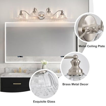 XIEDUN Brushed Nickel 4 Light Vanity Light - color: Brushed Nickel, size: 4 Light