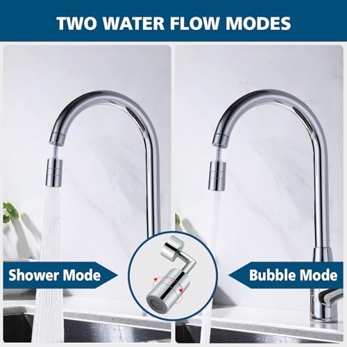 720° Swivel faucet aerator, Swivel Kitchen Faucet Aerator, Dual-function 2-Flow Sprayer Faucet Head Replacement Kitchen Sink Faucet 55/64 inch Female Thread Faucet Extender (Chrome-2) - color: Chrome-2