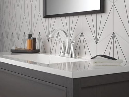 Delta Lineax Centerset Chrome Bathroom Faucet, 4 Inch 3 Hole Bathroom Sink Faucet for Vanity, Metal Push-Pop Drain Assembly, Chrome 2562LF-MPU - color: Chrome