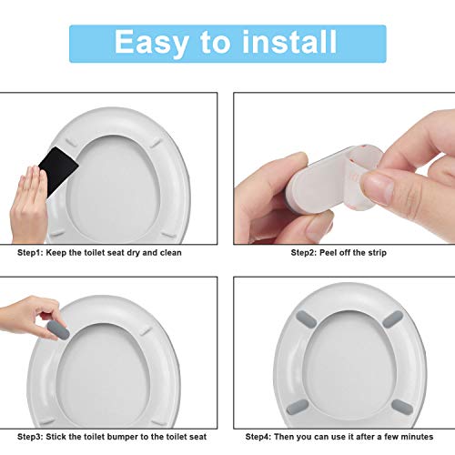 Boao 12 Pcs Universal Toilet Seat Bumpers Kit Toilet Spacers for Bidet with Strong Adhesive Rubber Bumpers Pads Replacement for Families, Hotels, Hospitals, School