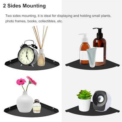 8.5 Inch Metal Corner Shelf - Aluminum Alloy Wall Mounted Floating Corner Shelf Durable and Waterproof for Kitchen, Bathroom, Living Room Home Décor