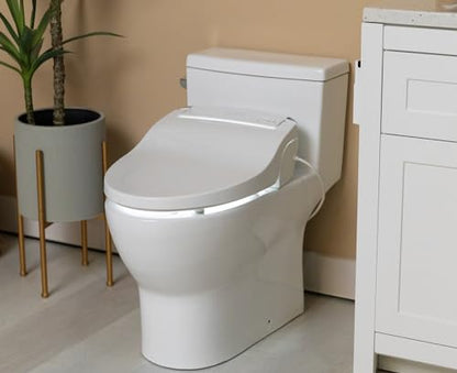ALPHA BIDET JX2 Elongated Bidet Toilet Seat, White, Endless Warm Water, *NEW* Bowl Mist, LED Light, Quiet Operation, Wireless Remote, Stainless Steel Nozzle, Sittable Lid, 3 Year Warranty - color: White, size: Elongated