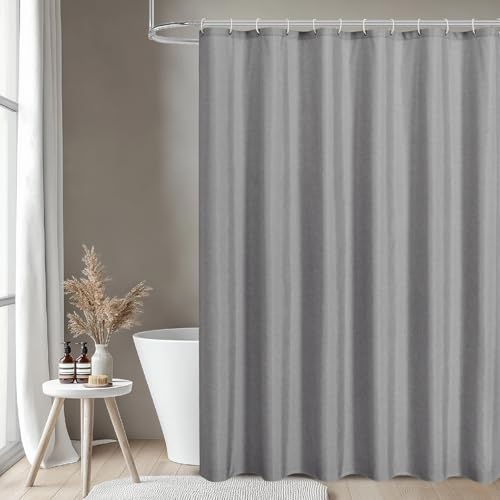 Fabric Long Shower Curtain with Waterproof Layer,72x78,Grey | 2-in-1 Design,Linen Textured,100% Waterproof TPU-Laminated Backing,Magnetic Weighted,Machine Washable,For Bathroom,Hotel - color: Grey, size: 72"W x 78"L (Pack of 1)