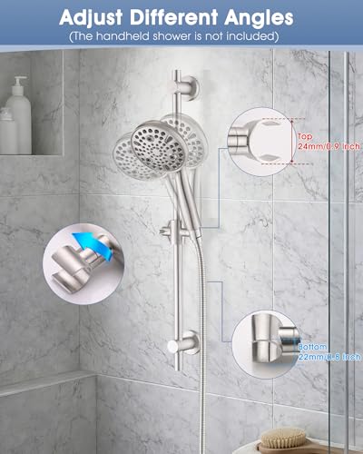 All Metal Shower Slide Bar with Adjustable Handheld Shower Head Holder, 25 Inch SUS304 Stainless Steel Shower Rail, Replacement for RV, Camper, Hotel & Bathroom, Polished Brushed Nickel - color: BN
