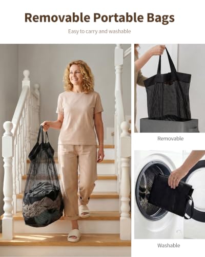 85L Laundry Hamper with Lid, Tall Dirty Clothes Hamper, Grey | Foot Loop & Removable Bag Easy to Lift and Carry, Tall & Collapsible Laundry Basket for Bathroom, Bedroom, Laundry Room, Dorm - color: Grey