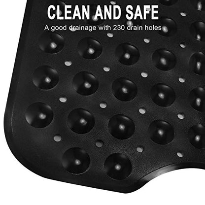 YINENN Bath and Shower Safety Mats 40x16 inch, Non Slip with Suction Cups for Bathroom Stall and Tub Floor, Extra Large and Machine Washable, Drain Holes Keep Bathtub Clean, Black - color: Black