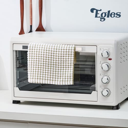 Egles 12 Packs Kitchen Dishcloths, 12" x 12" 100% Cotton | with Hanging Loop, Soft and Absorbent Terry Dish Cloths, Quick Drying Grid Dish Towel Set - color: Grey & Khaki, size: 12"x12" - 12 pcs