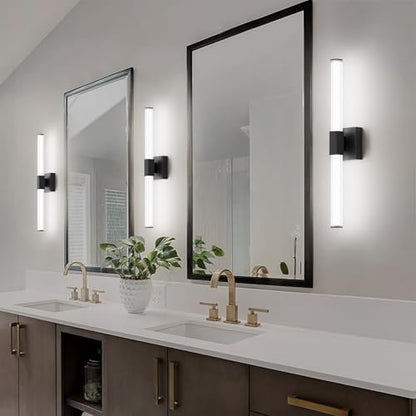 Ralbay 24inch Black Bathroom Vanity Light Bar 22W Modern LED Vanity Lights Matte Black Bathroom Wall Mounted Light Fixtures Over Mirror(5500K White Light) - color: Black, size: 24 inch