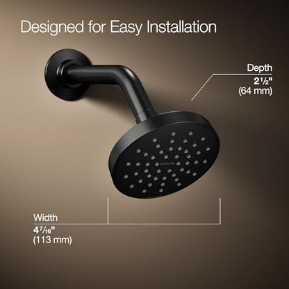 KOHLER K-33641-H-BL Elate® Single-Function Showerhead, 1.5 GPM, Efficient Water Flow, Durable Construction Shower Head, Simple Setup, Matte Black - color: Matte Black, size: 1.5 GPM