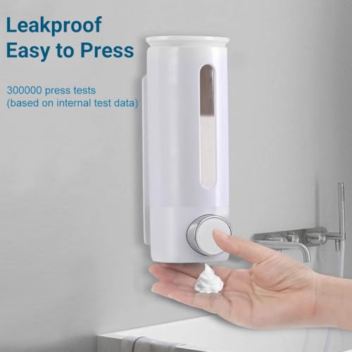 Soap Dispenser Wall Mount 17oz Drill Free ABS Hand Soap Shower Dispenser with Adhesive and Screws No Leakage Shampoo and Conditioner Dispenser Large Capacity for Bathroom Kitchen-White,1PACK